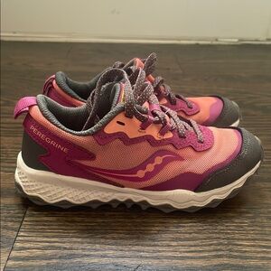 Saucony Kids Peregrine Pink and Gray Shoes